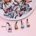Miniature resin bubble tea pendants in various colors for DIY jewelry making 26x10mm - Light Color Bubble Tea Cup / Set of 6