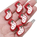 DIY Acrylic Christmas stocking beads in red and green for festive jewelry making - Solid Color Socks