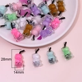 Ciondoli a forma di orsetto bubble tea in resina colorata per creazioni di gioielli DIY - Stile Orso Tè al Latte
