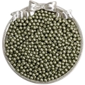 Olive green 4mm glass pearl beads in a silver bow dish for DIY jewelry making - 4mm 10g/pack Approx 100pcs / Olive Green