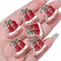 Acrylic Christmas bell beads with green bows for DIY jewelry making and crafting - Transparent Bell