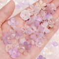 DIY purple flower and bow acrylic beads for handmade jewelry making in diverse shapes - 20g per Pack / Purple-Yellow Series