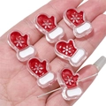 Red acrylic Christmas glove beads for DIY jewelry making featuring white flower pattern - Transparent Gloves