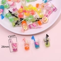 Mini ciondoli tè alla frutta in resina per braccialetti fai-da-te con cannuccia 26mm x 13mm - Tazza di Frutta Forma Diamante