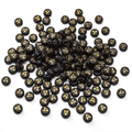 4x7mm black acrylic round alphabet bead with gold letter A for DIY jewelry making - 4x7mm (Aperture Approx 1mm) Black With Gold Letters 50 Pieces/Pack / Letter A