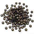 4x7mm black acrylic bead with golden letter B for DIY bracelet making and jewelry design - 4x7mm (Aperture Approx 1mm) Black With Gold Letters 50 Pieces/Pack / Letter B