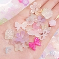 Frosted jelly acrylic butterfly and flower beads for DIY jewelry making in pastel colors - 20g per Pack / Mixed Color Series