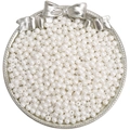 Polished 4mm white glass pearls for DIY jewelry making displayed on a silver plate - 4mm 10g/pack Approx 100pcs / White