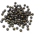 Black acrylic flat round beads with gold letter D for DIY jewelry making and bracelets - 4x7mm (Aperture Approx 1mm) Black With Gold Letters 50 Pieces/Pack / Letter D
