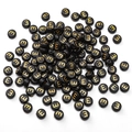 Flat round black acrylic beads with gold letter E for DIY jewelry and bracelet making - 4x7mm (Aperture Approx 1mm) Black With Gold Letters 50 Pieces/Pack / Letter E