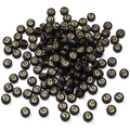 Black acrylic flat round beads with gold letter G for DIY jewelry making and bracelets - 4x7mm (Aperture Approx 1mm) Black With Gold Letters 50 Pieces/Pack / Letter G