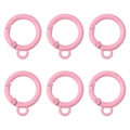 Set of 6 pink matte alloy round spring O-rings with small fixed loops for DIY - 2 Pieces/Pack (Diameter 25mm, Height 31mm, Wire 4mm) / Pink