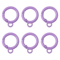 Set of 6 purple alloy round spring snap hooks with small loop for DIY keychains - 2 Pieces/Pack (Diameter 25mm, Height 31mm, Wire 4mm) / Purple