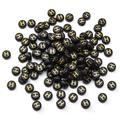 4x7mm black acrylic flat round beads with gold letter H for DIY jewelry making - 4x7mm (Aperture Approx 1mm) Black With Gold Letters 50 Pieces/Pack / Letter H
