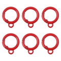 Set of six red spray-painted alloy gate rings with eyelets for DIY bag keychain accessories - Red