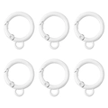 Set of 6 white alloy spring gate rings with fixed eyelet for DIY keychains and bags - White