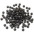 Black acrylic flat round alphabet beads with gold letter J for DIY jewelry making - 4x7mm (Aperture Approx 1mm) Black With Gold Letters 50 Pieces/Pack / Letter J