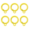 Set of six yellow round spring O-rings with small loops for DIY bags and keychains - Yellow