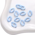 Eslabones de acrílico azul claro para joyas DIY en bandeja de cerámica - Hebilla Ovalada Sólida / 50 Piezas / Azul