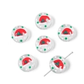Cuentas de vidrio navideñas pintadas a mano con gorros de Papá Noel y puntos verdes - Estilo Gorro de Navidad / Diámetro 19mm / Agujero aprox. 1,5mm (1 pieza/paquete)