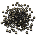 Black acrylic flat round beads with gold letter O for DIY bracelet jewelry making - 4x7mm (Aperture Approx 1mm) Black With Gold Letters 50 Pieces/Pack / Letter O