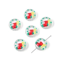 Vista macro detallada de cuentas de cristal navideñas festivas para crear joyas DIY - Estilo Calcetín de Navidad / Diámetro 19mm / Agujero aprox. 1,5mm (1 pieza/paquete)