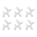Set of 6 white matte balloon dog pendants with hanging rings for DIY jewelry making - Dog 19x14mm Aperture approx. 1.5mm / Set of 4 / White