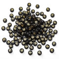Black acrylic flat round beads with gold letter P for handmade jewelry and DIY bracelets - 4x7mm (Aperture Approx 1mm) Black With Gold Letters 50 Pieces/Pack / Letter P