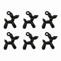 Set of six glossy black balloon dog alloy pendants for DIY jewelry and necklaces - Dog 19x14mm Aperture approx. 1.5mm / Set of 4 / Black