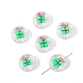 Cuentas de vidrio planas con diseño de regalo de Navidad para pulseras y pendientes DIY - Estilo Regalo de Navidad / Diámetro 19mm / Agujero aprox. 1,5mm (1 pieza/paquete)