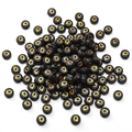 Flat round 4x7mm black acrylic beads with gold letter Q for DIY jewelry making - 4x7mm (Aperture Approx 1mm) Black With Gold Letters 50 Pieces/Pack / Letter Q