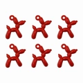 Set of six red shiny balloon dog alloy charms for DIY handmade necklaces and bracelets - Dog 19x14mm Aperture approx. 1.5mm / Set of 4 / Red