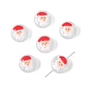 Flat round glass beads with Santa Claus pattern for DIY Christmas jewelry making - Santa Claus Style / Diameter 19mm / Hole approx 1.5mm (1 Piece/Pack)
