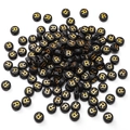 4x7mm black acrylic flat round beads with gold letter R for DIY bracelet jewelry - 4x7mm (Aperture Approx 1mm) Black With Gold Letters 50 Pieces/Pack / Letter R