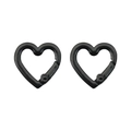 Paire de mousquetons cœur en alliage noir brillant pour la création de bijoux - Noir (2 Pièces/Paquet) / 21x22mm