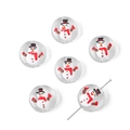 Flat round glass snowman beads with red scarves and hats for DIY jewelry making - Red Scarf Snowman Style / Diameter 19mm / Hole approx 1.5mm (1 Piece/Pack)