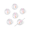 Transparent handmade glass beads with white snowman for Christmas DIY jewelry making - Pink Scarf Snowman Style / Diameter 19mm / Hole approx 1.5mm (1 Piece/Pack)