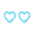 Paire de fermoirs coeur en alliage bleu clair pour la création de bijoux DIY à la main - Bleu (2 Pièces/Paquet) / 21x22mm