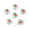 Cuentas de cristal transparente con diseño de bastón de caramelo para joyas DIY - Bastón de Caramelo de Navidad / 1 Pieza