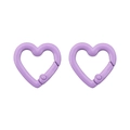 Paire de fermoirs mousquetons en forme de cœur violet clair pour la création de bijoux - Violet (2 Pièces/Paquet) / 21x22mm