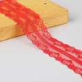 Bright red polyester lace trim with scalloped hollow pattern for DIY hair accessories - Red