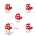 Detailed macro shot of 18x14mm red and white glove-shaped glass beads for DIY jewelry - Christmas Mitten Shape Accessory / 18x14mm / Hole approx 2mm (1 Piece/Pack)