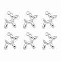 Set of 6 silver balloon dog metal charms with polished mirror finish for DIY jewelry - Dog 19x14mm Aperture approx. 1.5mm / Set of 4 / Silver