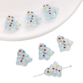 DIY Christmas tree beads in light blue resin with colorful dots for jewelry making - Blue Christmas Tree / 15x16mm / Hole approx 1mm (1 Piece/Pack)