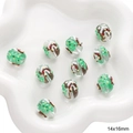 Handgemaakte 14x16mm glazen kralen met feestelijke kerstbomen en witte sneeuwpatronen - Kerstboom (#3)