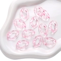 Eslabones de cadena rosa translúcido de acrílico para manualidades de bisutería DIY - Hebilla Ovalada Transparente / 50 Piezas / Rosa