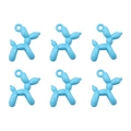 Set of six sky blue balloon dog charms for DIY bracelets with polished finish - Dog 19x14mm Aperture approx. 1.5mm / Set of 4 / Lake Blue