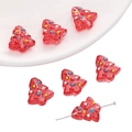 Red translucent Christmas tree lampwork glass beads with colorful dots for DIY jewelry - Red Christmas Tree / 15x16mm / Hole approx 1mm (1 Piece/Pack)