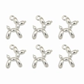 Set of six silver balloon dog alloy charms for DIY jewelry making and necklaces - Dog 19x14mm Aperture approx. 1.5mm / Set of 4 / White Gold