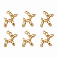 Golden balloon dog charms in a 6-piece set for DIY necklace and earring jewelry making - Dog 19x14mm Aperture approx. 1.5mm / Set of 4 / KC Gold